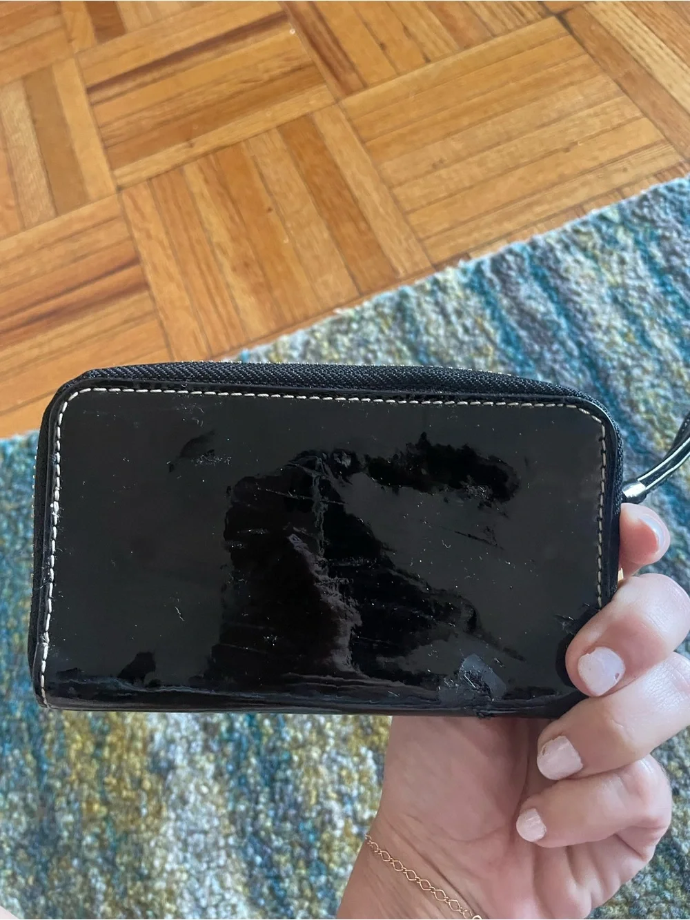 Cole Haan Brand Black Patent Wristlet Wallet